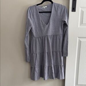 BP Long Sleeve Gray Tiered Dress
